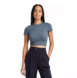 Women's Short Sleeve Seamless Baby T-Shirt - Wild Fable Dark Blue XXS